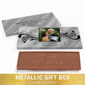 Deluxe Personalized 25th Anniversary Forever Yours Embossed Chocolate Bar in Silver Metallic Gift Box