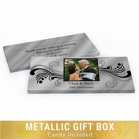 Deluxe Personalized 25th Anniversary Forever Yours Chocolate Bar in Silver Metallic Gift Box
