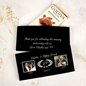 Deluxe Personalized Anniversary Then & Now Photo Godiva Chocolate Bar in Gift Box