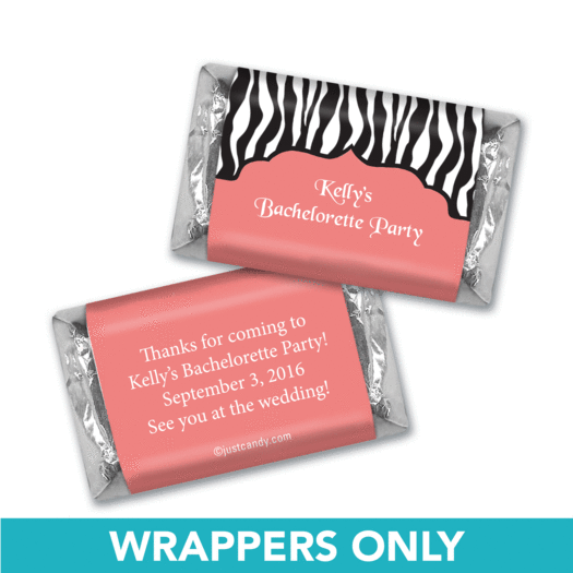 Bachelorette Party Favor Personalized Hershey's Miniatures Wrappers Zebra Stripes
