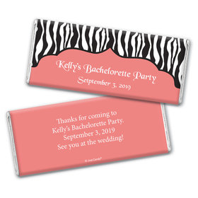 Bachelorette Party Favor Personalized Chocolate Bar Wrappers Zebra Stripes