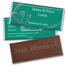 Wedding Favor Personalized Embossed Chocolate Bar Linked Hearts