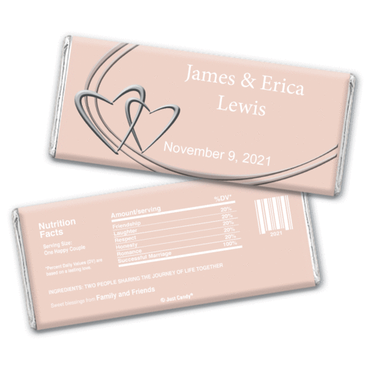 Wedding Favor Personalized Chocolate Bar Linked Hearts