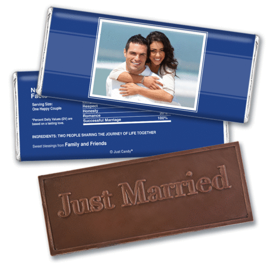Wedding Reception Favors Personalized Embossed Chocolate Bar Photo