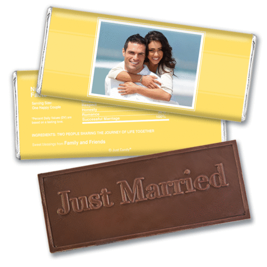 Wedding Reception Favors Personalized Embossed Chocolate Bar Photo