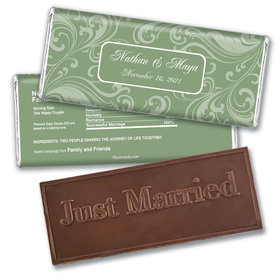 Wedding Favor Personalized Embossed Chocolate Bar Filigree