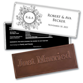 Wedding Favor Personalized Embossed Chocolate Bar Monogram Flower Seal