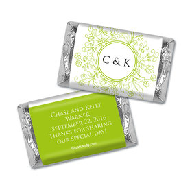 Wedding Favor Personalized Hershey's Miniatures Wrappers Monogram Flower Seal