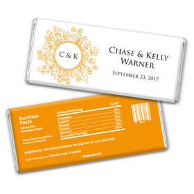 Wedding Favor Personalized Chocolate Bar Monogram Flower Seal