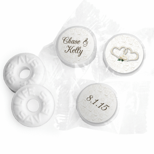 Wedding Favor Personalized Life Savers Mints Two Hearts Lord's Blessing