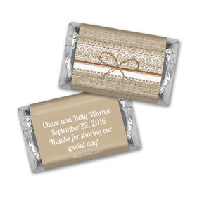 Wedding Favor Personalized Hershey's Miniatures Wrappers Burlap and Lace