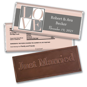 Wedding Favor Personalized Embossed Chocolate Bar Pop Art Square Love