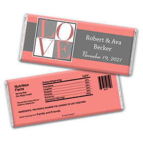 Wedding Favor Personalized Chocolate Bar Wrappers Pop Art Square Love
