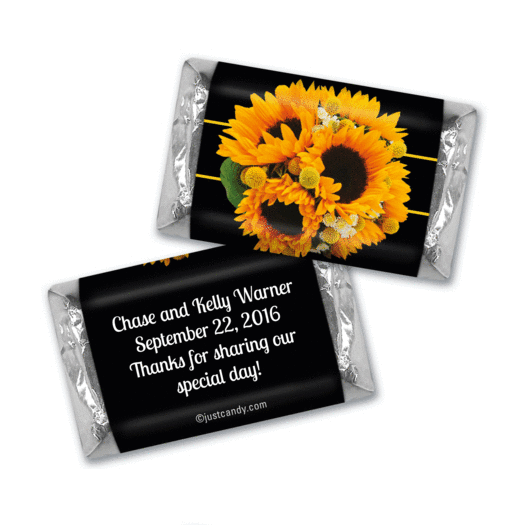 Wedding Favor Personalized Hershey's Miniatures Wrappers Sunflower Bouquet