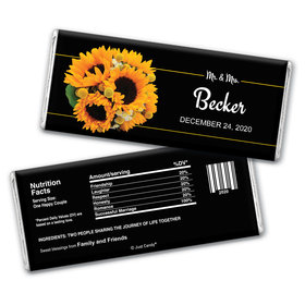 Wedding Favor Personalized Chocolate Bar Wrappers Sunflower Bouquet