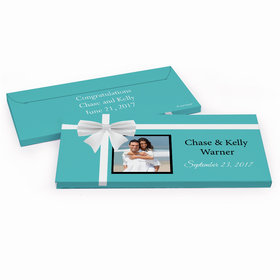 Deluxe Personalized Wedding Tiffany Style Hershey's Chocolate Bar in Gift Box