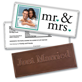 Wedding Favor Personalized Embossed Chocolate Bar Mr & Mrs Photo