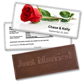 Wedding Favor Personalized Embossed Chocolate Bar One Red Rose