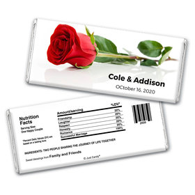 Wedding Favor Personalized Chocolate Bar Wrappers One Red Rose