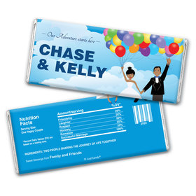 Wedding Favor Personalized Chocolate Bar Wrappers Bride and Groom Up Theme