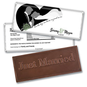 Personalized Embossed Just Married Wedding Reception Favors Hershey's Chocolate Bar & Wrapper