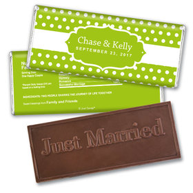 Wedding Favor Personalized Embossed Chocolate Bar Small Polka Dots