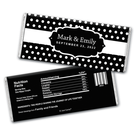 Wedding Favor Personalized Chocolate Bar Small Polka Dots