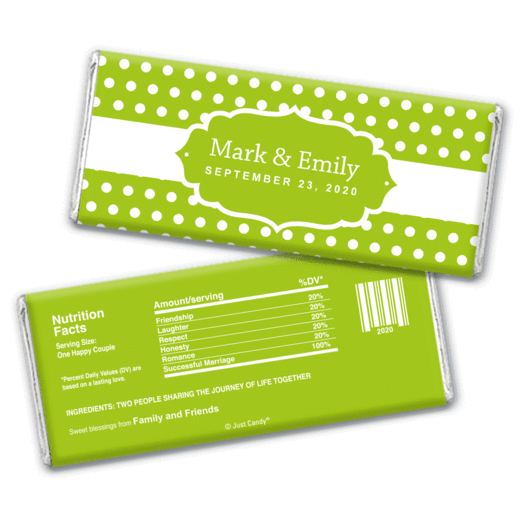 Wedding Favor Personalized Chocolate Bar Wrappers Small Polka Dots