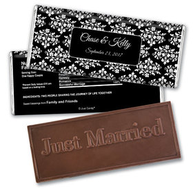 Wedding Favor Personalized Embossed Chocolate Bar Floral Lattice