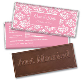 Wedding Favor Personalized Embossed Chocolate Bar Floral Lattice