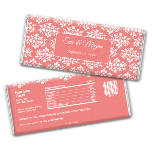 Wedding Favor Personalized Chocolate Bar Wrappers Floral Lattice