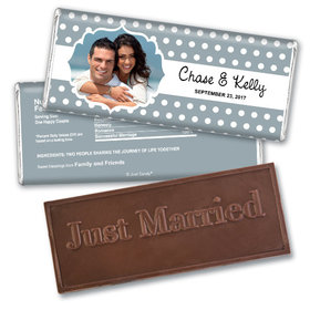 Wedding Favor Personalized Embossed Chocolate Bar Polka Dots Framed Photo