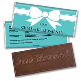 Wedding Favor Personalized Embossed Chocolate Bar Tiffany Theme Bow