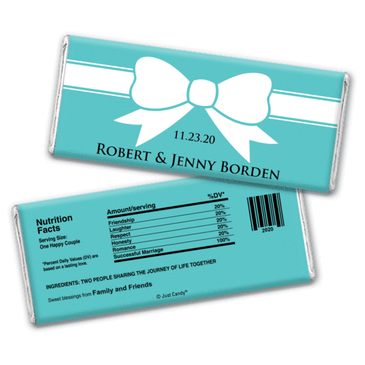 Wedding Favor Personalized Chocolate Bar Wrappers Tiffany Theme Bow