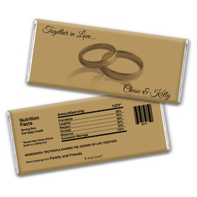 Wedding Favor Personalized Chocolate Bar Two Rings Gold