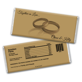 Wedding Favor Personalized Chocolate Bar Wrappers Two Rings Gold