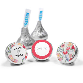 Personalized Hershey's Kisses Watercolor Flowers Wedding Favors - pack of 50