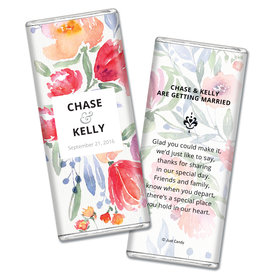 Personalized Chocolate Bar Watercolor Flowers Wedding Favors