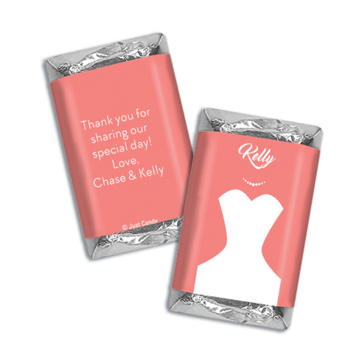 Personalized Hershey's Miniatures Wrappers Bride's Dress Wedding Favors