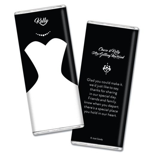 Personalized Chocolate Bar Bride's Dress Wedding Favors