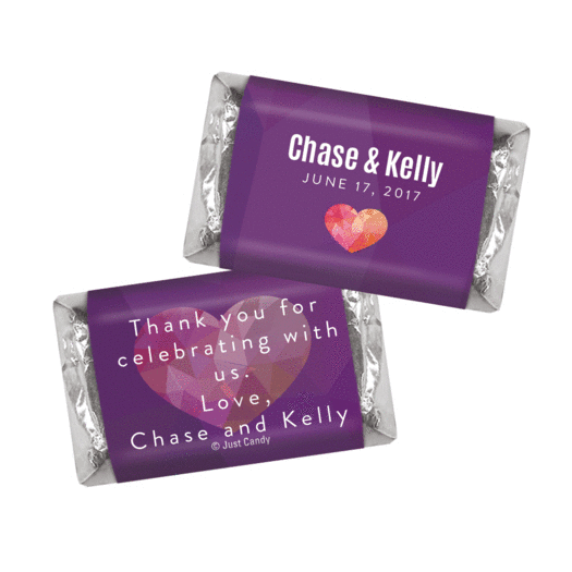 Personalized Hershey's Miniatures Wrappers Purple Heart Wedding Favors