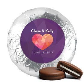 Personalized Wedding Purple Heart Milk Chocolate Covered Oreo Cookies with Silver Foil