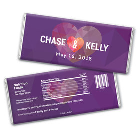 Personalized Chocolate Bar Wrappers Purple Heart Wedding Favors