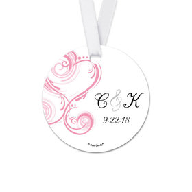Personalized Round Heart Swirl Wedding Favor Gift Tags (20 Pack)