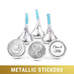 Personalized Metallic Wedding Swirl Hearts Hershey's Kisses - pack of 50