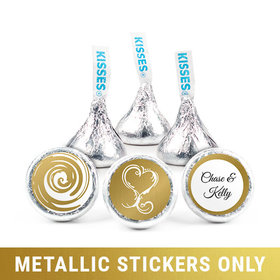 Personalized Metallic Wedding Swirl Hearts 3/4" Stickers (108 Stickers)