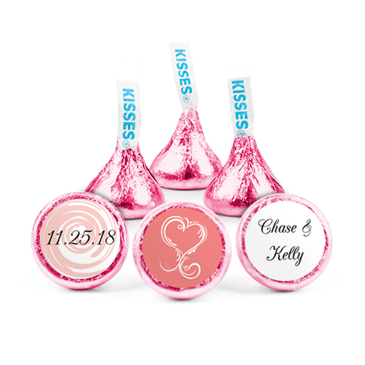 Personalized Wedding Swirled Heart Hershey's Kisses - pack of 50