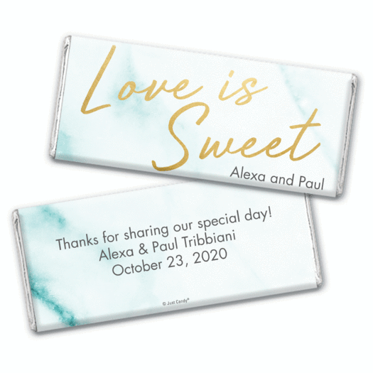 Personalized Wedding Love is Sweet Marble Chocolate Bar Wrappers