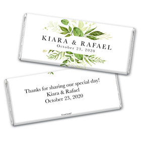 Personalized Wedding Botanical Greenery Chocolate Bar Wrappers