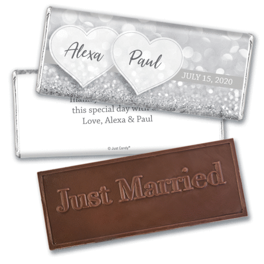 Personalized Wedding Glitz & Glam Embossed Chocolate Bar & Wrapper